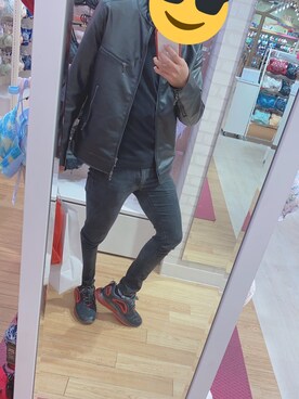 「ZIP FIVE（ジップファイブ）のアイテム（ライダースジャケット）」を使った、ときぴさん（メンズ・170cm）の春コーディネート