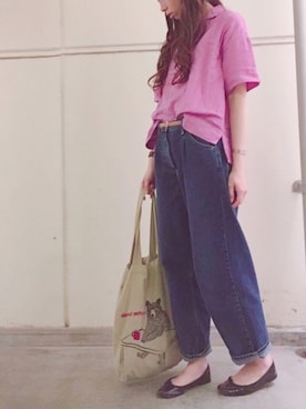「ピンクシャツ」｜「アイテム（その他）」を使った、amesamaさん（レディース・163cm）の夏コーディネート