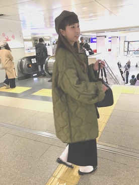 「白靴下」｜「アイテム（その他アウター）」を使った、amesamaさん（レディース・163cm）の冬コーディネート