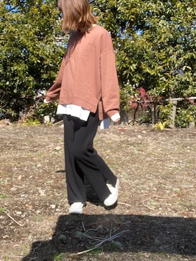 「夢展望（ユメテンボウ）のアイテム（スウェット）」を使った、さ〜こさん（レディース・156cm）の春コーディネート