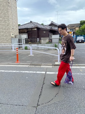 「Needles（ニードルス）のアイテム（バッグ）」を使った、マーシーさん（メンズ・165cm）の夏コーディネート