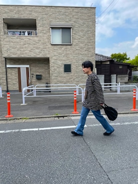 「Graphpaper（グラフペーパー）のアイテム（バッグ）」を使った、マーシーさん（メンズ・165cm）の春コーディネート