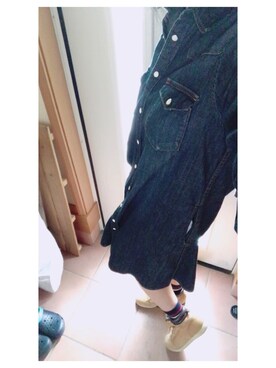 「Right-on（ライトオン）のアイテム（シャツワンピース）」を使った、はるまきさん（レディース・158cm）の秋コーディネート