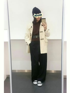 「EN ROUTE（アンルート）のアイテム（パンツ）」を使った、kikiさん（レディース・158cm）の冬コーディネート