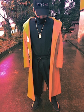 「MISBHV（ミスビヘイブ）のアイテム（トレンチコート）」を使った、将太さん（メンズ・170cm）の冬コーディネート