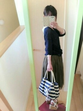 「へザー」｜「アイテム（トートバッグ）」を使った、アキさん（レディース・157cm）の春コーディネート