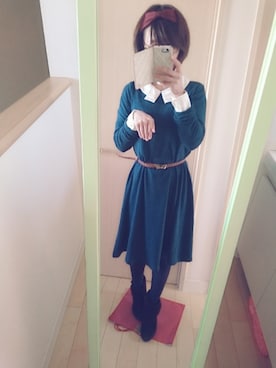「レトロ」｜「アイテム（ブーティ）」を使った、アキさん（レディース・157cm）の秋コーディネート