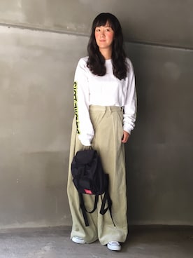 「allstar」｜「アイテム（Tシャツ/カットソー）」を使った、丸山理奈さん（レディース・163cm）の秋コーディネート