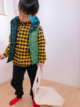 「Right-on（ライトオン）のアイテム（ダウンベスト）」を使った、KeitoAmuさん（キッズ・110cm）の冬コーディネート