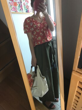 「カーキパンツ」｜hamさん（レディース・157cm）の夏コーディネート