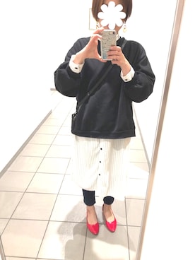 「ジーユー」｜「アイテム（シャツワンピース）」を使った、hamさん（レディース・157cm）の春コーディネート