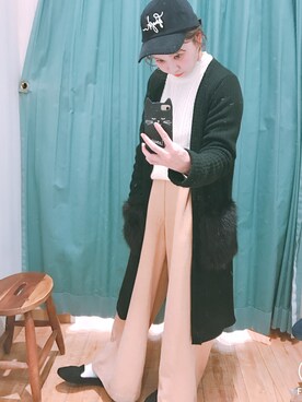 「pink adobe（ピンクアドベ）のアイテム（ジャケット/アウター）」を使った、yukkoさん（レディース・158cm）の冬コーディネート