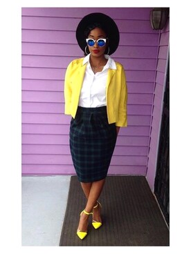 「plaid」｜「アイテム（帽子）」を使った、Lola Beautèさん（レディース・160cm）の春コーディネート