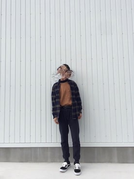 「Lee（リー）のアイテム（ニットキャップ/ビーニー）」を使った、aさん（メンズ・166cm）の冬コーディネート