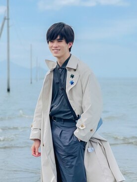 トレンチコート ホワイト系 を使ったメンズ人気ファッションコーディネート Wear