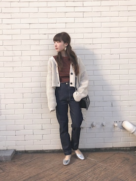 「Kastane（カスタネ）のフラットレザーパンプス（パンプス）」を使った、ひらさわいずみさん（レディース・158cm）の冬コーディネート