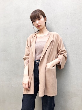 「透け感」｜「アイテム（その他アウター）」を使った、ひらさわいずみさん（レディース・158cm）の秋コーディネート