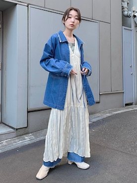 「Kastane」｜「アイテム（カバーオール）」を使った、ひらさわいずみさん（レディース・158cm）の冬コーディネート