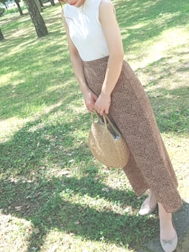 「Honeys（ハニーズ）のアイテム（かごバッグ）」を使った、noaさん（レディース・172cm）の夏コーディネート