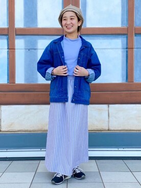 「USAコットン」｜「アイテム（デニムジャケット）」を使った、coen AYAKAさん（レディース・149cm）の春コーディネート