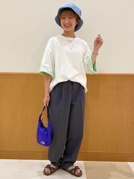 「USAコットン」｜「アイテム（帽子）」を使った、coen AYAKAさん（レディース・149cm）の夏コーディネート