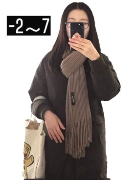 「school」｜「アイテム（ダウンジャケット/コート）」を使った、tofuさん（レディース・172cm）の冬コーディネート