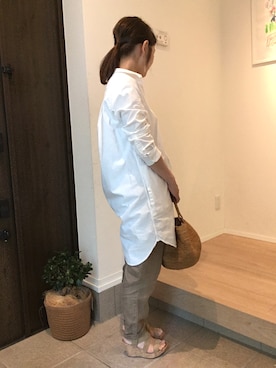 「MACPHEE（マカフィー）のアイテム（シャツワンピース）」を使った、さこさん（レディース・153cm）の夏コーディネート