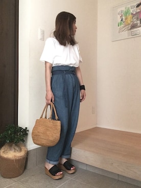 「Sans Arcidet（サンアルシデ）のアイテム」を使った、さこさん（レディース・153cm）の夏コーディネート