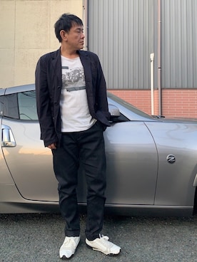 「HERNO（ヘルノ）のアイテム（その他アウター）」を使った、マリアーナさん（メンズ・167cm）の春コーディネート