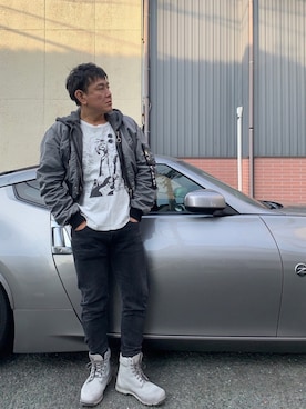 「DIESEL（ディーゼル）のアイテム（ブルゾン）」を使った、マリアーナさん（メンズ・167cm）の春コーディネート