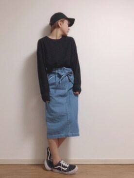 ウエストリボンデニムタイトスカートを使ったコーディネート一覧 Wear