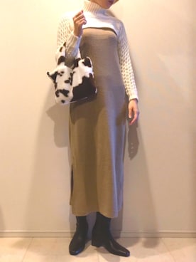 「ラテコーデ」｜「アイテム（ワンピース/ドレス）」を使った、minさん（レディース・163cm）の秋コーディネート