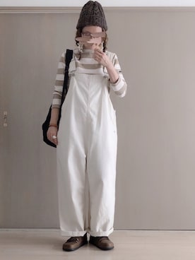 「秋のカフェオレコーデ」｜「アイテム（サロペット/オーバーオール）」を使った、ta_ma_☺︎さん（レディース・167cm）の秋コーディネート
