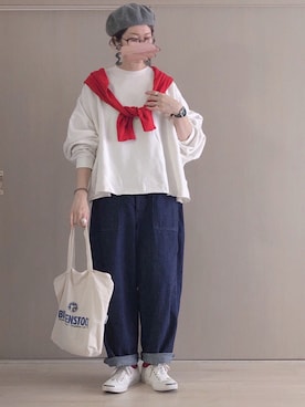 「present（プレゼント）のアイテム（イヤリング）」を使った、ta_ma_☺︎さん（レディース・167cm）の秋コーディネート