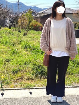 「スエット」｜「アイテム（その他アウター）」を使った、・×・さん（レディース・154cm）の春コーディネート