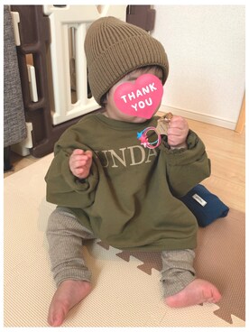 「息子コーデ」｜「アイテム（レッグウェア）」を使った、mina.miyoさん（キッズ・70cm）の秋コーディネート
