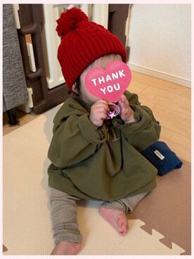 「息子コーデ」｜「アイテム（ニットキャップ/ビーニー）」を使った、mina.miyoさん（キッズ・70cm）の秋コーディネート