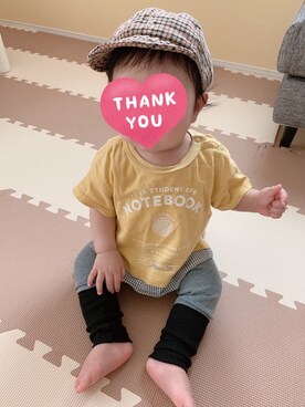 「息子コーデ」｜「アイテム（レッグウェア）」を使った、mina.miyoさん（キッズ・70cm）の秋コーディネート