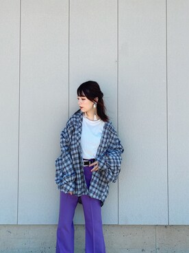 「EMODA」｜「アイテム（スラックス）」を使った、mrkさん（レディース・160cm）の秋コーディネート
