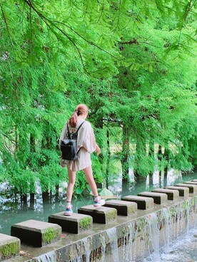 「MLB（メジャーリーグベースボール）のアイテム（ソックス/靴下）」を使った、Kellychangさん（レディース・164cm）の夏コーディネート