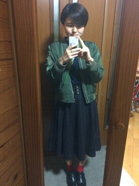 「A part by（アパートバイ）のアイテム（MA-1）」を使った、あずささん（レディース・160cm）の冬コーディネート
