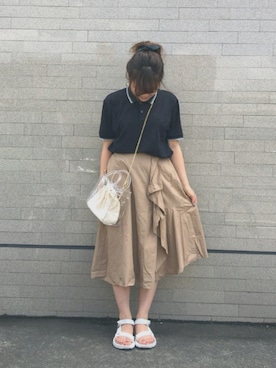 「Sens de vie（サンスドゥウ゛ィ）のアイテム」を使った、マサコさん（レディース・155cm）の夏コーディネート