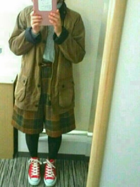 「赤コンバース」｜「アイテム（その他アウター）」を使った、マサコさん（レディース・155cm）の冬コーディネート