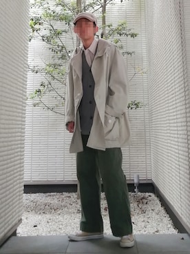 「アイテム（モッズコート、ホワイト系）」を使った、フリマの使い手さん（メンズ・182cm）の春コーディネート