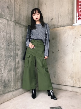 「CHEAP MONDAY（チープマンデイ）のアイテム（ニット/セーター）」を使った、risako fujieさん（レディース・153cm）の秋コーディネート