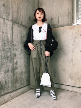 「G.V.G.V.（ジーヴィージーヴィー）のアイテム（ブルゾン）」を使った、risako fujieさん（レディース・153cm）の春コーディネート