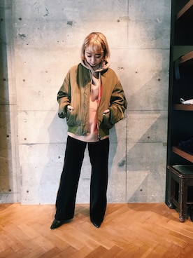 「G.V.G.V.（ジーヴィージーヴィー）のアイテム（ブルゾン）」を使った、risako fujieさん（レディース・153cm）の秋コーディネート