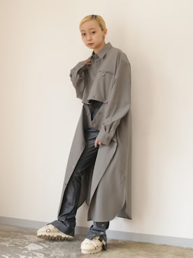 「G.V.G.V.（ジーヴィージーヴィー）のアイテム（シャツワンピース）」を使った、risako fujieさん（レディース・153cm）の秋コーディネート