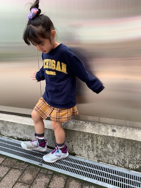 「スカンツ」｜らーさんさん（キッズ・110cm）の秋コーディネート