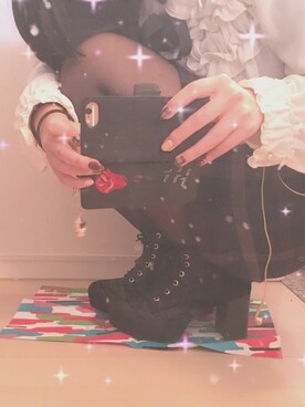 「薔薇柄」｜にこ(弱い)さん（レディース・158cm）の冬コーディネート